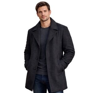 Vintage Lakeland Monroe Large Heavyweight Wool‎ Pea Trench Coat Grey Lined